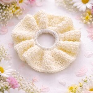 Handmade Crochet Scrunchie Cream Hair Accessory